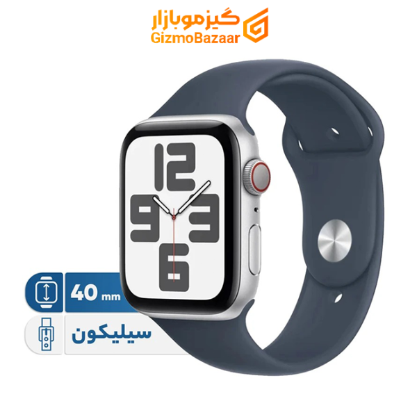 ساعت هوشمند اپل مدل Se Aluminum Case 40Mm، مناسب برای ورزش، روزمره، دارای قابلیت‌های صفحه نمایش رنگی و لمسی، قابلیت مکالمه مستقیم، قابلیت مکالمه از طریق بلوتوث، بند سیلیکون، فرم صفحه مستطیل، فناوری Gps، با حافظه داخلی 32 گیگابایت