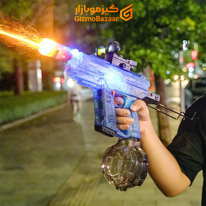 گیزموبازار | تفنگ آب پاش یوزی UZI 1353 toy water gun – شارژی، دارای پمپ مکش آب، تمام اتوماتیک و با طراحی جنگیگیزموبازار ، هرآنچه برای یک زندگی مدرن نیاز داری تفنگ آب پاش یوزی Uzi 1353 Toy Water Gun – شارژی، دارای پمپ مکش آب، تمام اتوماتیک و با طراحی جنگی