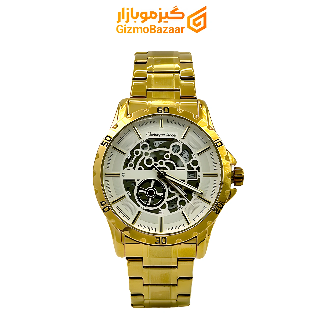 ساعت مچی اتومات کریستین اردن Christyan Arden طلایی با صفحه سفید طلایی